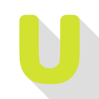 U harfi işareti şablon öğesi tasarım. Düz stil gölge yolu ile armut simgesi.