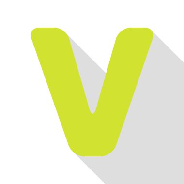 Harf V işareti şablon öğesi tasarım. Düz stil gölge yolu ile armut simgesi.