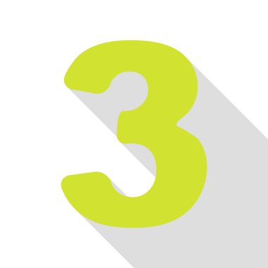 3 numara işareti tasarım şablonu öğesi. Düz stil gölge yolu ile armut simgesi.