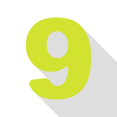 9 numara işareti tasarım şablonu öğesi. Düz stil gölge yolu ile armut simgesi.