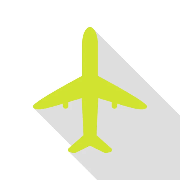 Illustration eines Flugzeugschildes. Birnensymbol mit flachem Schattenpfad. — Stockvektor