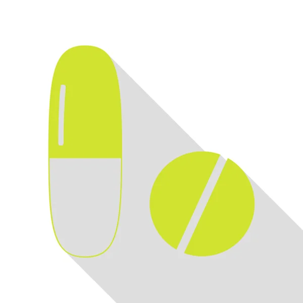 Medicinsk piller logga. Päron-ikonen med platt stil skugga sökväg. — Stock vektor