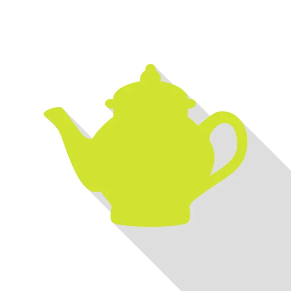 茶商标志。平面样式阴影路径与梨图标. — 图库矢量图片
