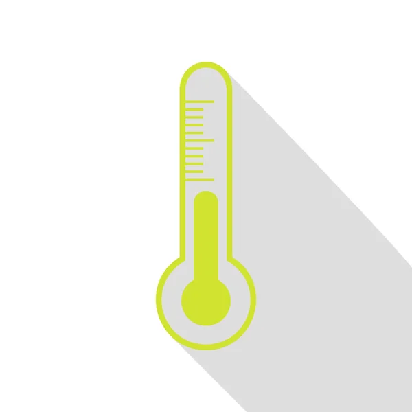 メテオ診断技術温度計標識です。フラット スタイルのシャドウのパスに pear アイコン. — ストックベクタ