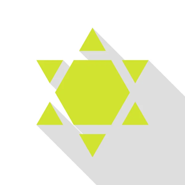 Escudo Magen David Estrella Inversa. Símbolo de Israel invertido. Icono de pera con camino de sombra de estilo plano . — Vector de stock