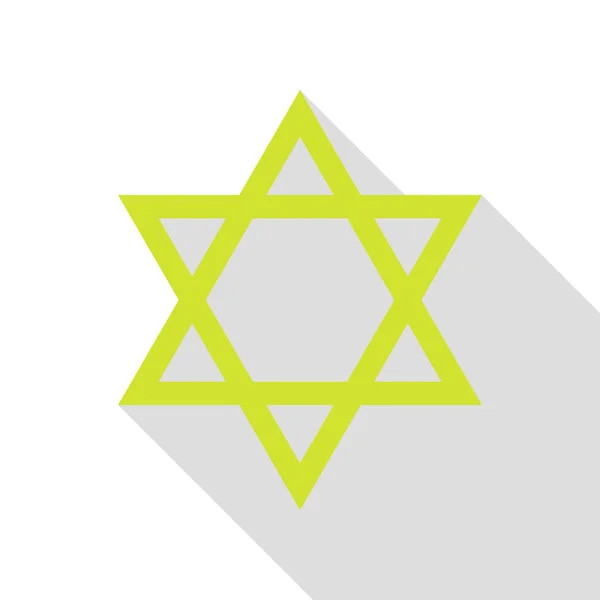 Escudo Magen David Star. Símbolo de Israel. Ícone de pêra com caminho de sombra de estilo plano . — Vetor de Stock