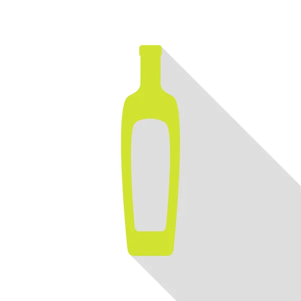 Olivenölflaschenschild. Birnensymbol mit flachem Schattenpfad. — Stockvektor