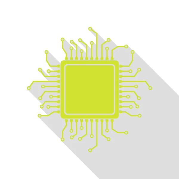 CPU mikroprocessor illustration. Päron-ikonen med platt stil skugga sökväg. — Stock vektor