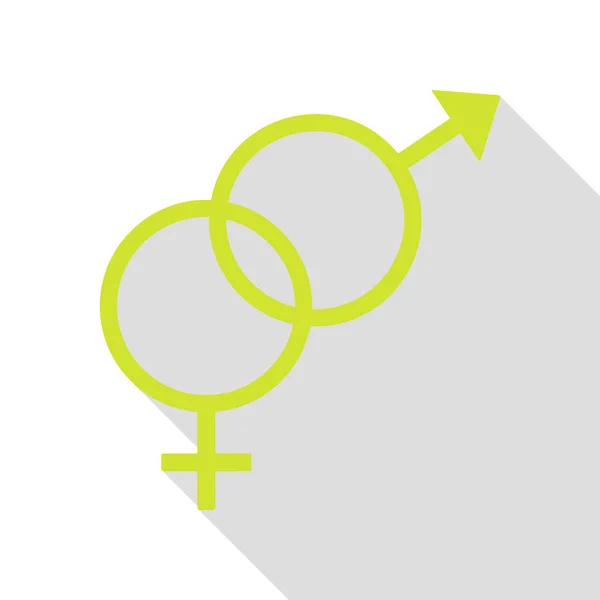 Signe de sex-symbole. Icône de poire avec chemin d'ombre de style plat . — Image vectorielle