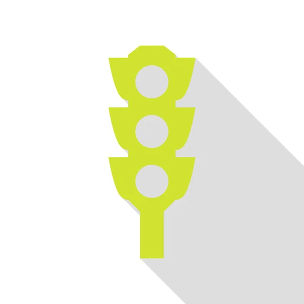 Segnale semaforo. Icona a pera con percorso ombra in stile piatto . — Vettoriale Stock