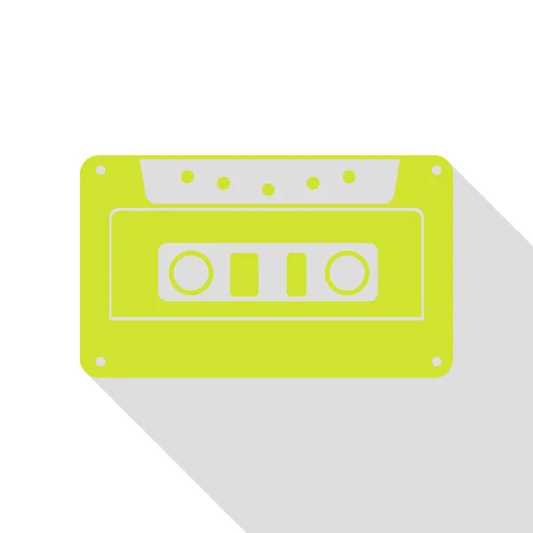 Icono de cassette, señal de cinta de audio. Icono de pera con camino de sombra de estilo plano . — Archivo Imágenes Vectoriales