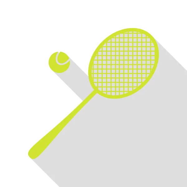 Señal de raqueta de tenis. Icono de pera con camino de sombra de estilo plano . — Archivo Imágenes Vectoriales