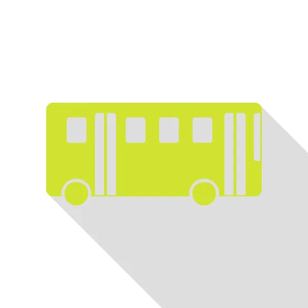 Autobus semplice segno. Icona a pera con percorso ombra in stile piatto . — Vettoriale Stock