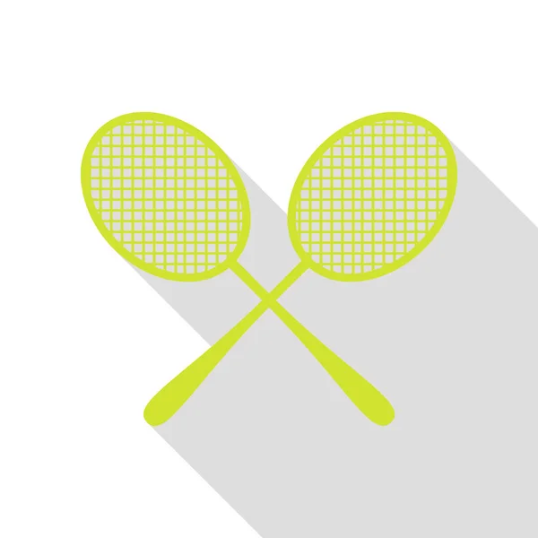 Firma de raquetas de tenis. Icono de pera con camino de sombra de estilo plano . — Vector de stock