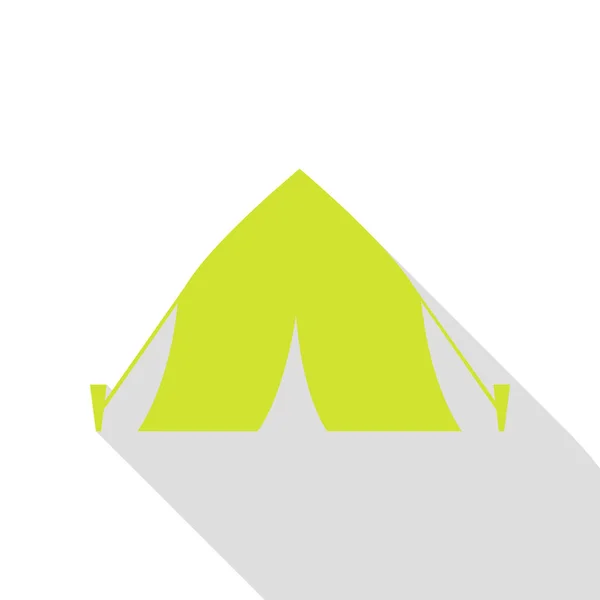 Turisztikai sátor jele. Körte ikon lapos stílusú shadow elérési útja. — Stock Vector