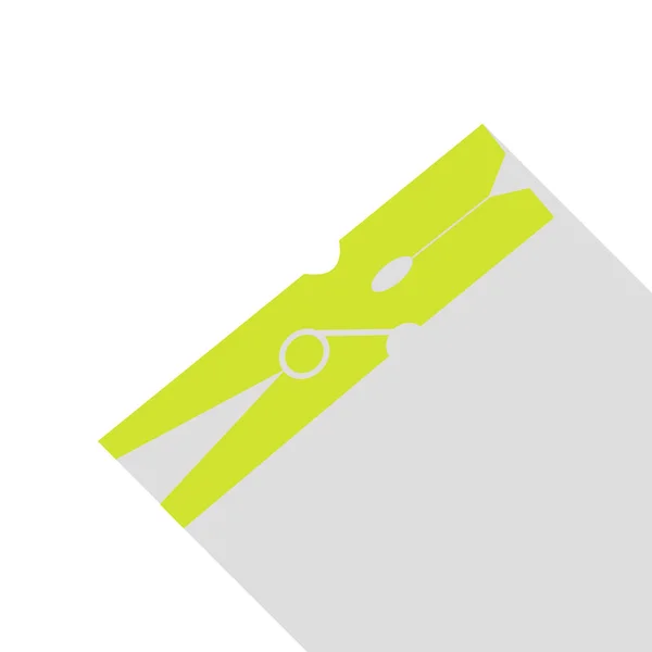 Wäscheklammer-Zeichen. Birnensymbol mit flachem Schattenpfad. — Stockvektor