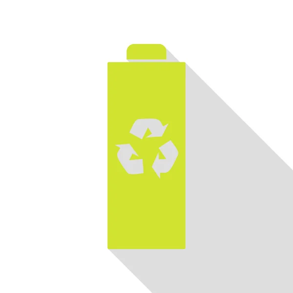 Batterij recycle teken illustratie. PEAR pictogram met vlakke stijl schaduw pad. — Stockvector