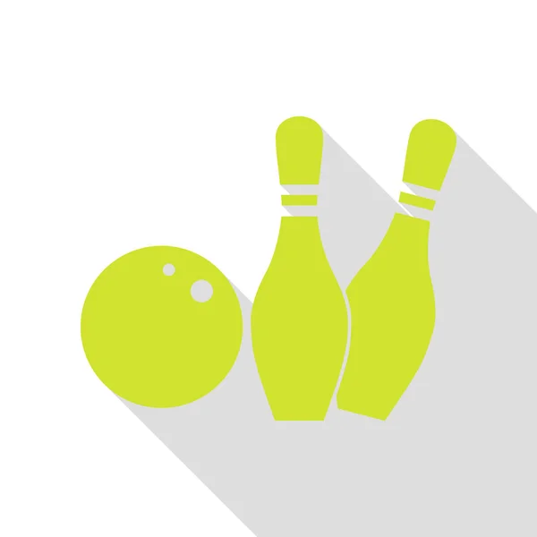 Bowling Zeichen Illustration. Birnensymbol mit flachem Schattenpfad. — Stockvektor