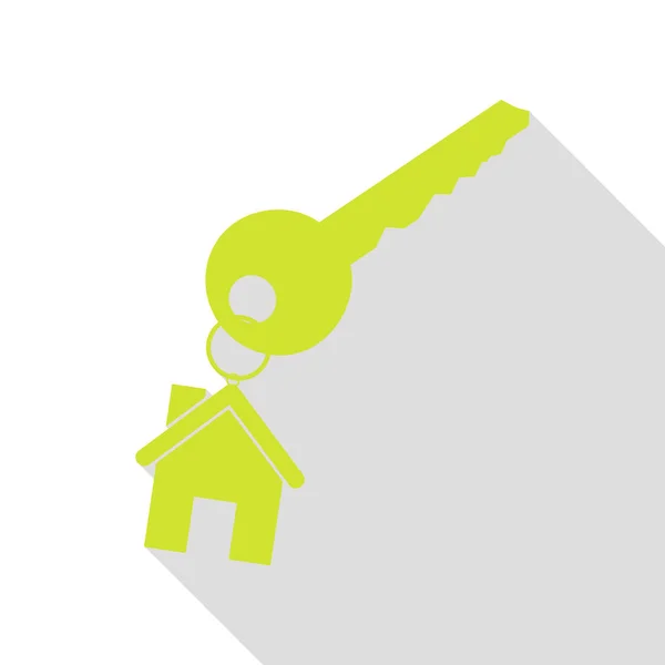 Κλειδί με keychain, ως ένα σύμβολο σπίτι. Αχλάδι εικονίδιο με επίπεδη στυλ σκιάς διαδρομή. — Διανυσματικό Αρχείο