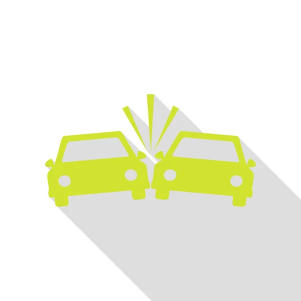 Kraschade bilar logga. Päron-ikonen med platt stil skugga sökväg. — Stock vektor