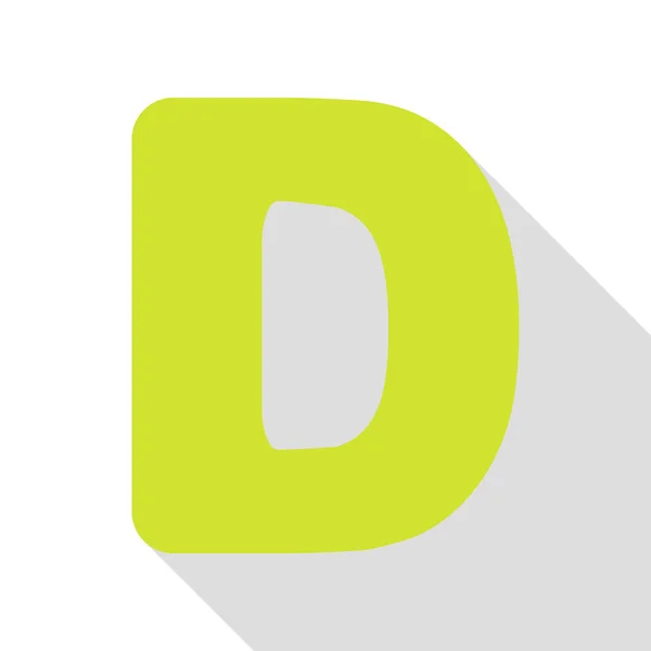 Letra D elemento de plantilla de diseño de signo. Icono de pera con camino de sombra de estilo plano . — Vector de stock