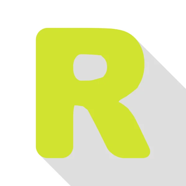 Letra R elemento plantilla de diseño de signo. Icono de pera con camino de sombra de estilo plano . — Vector de stock