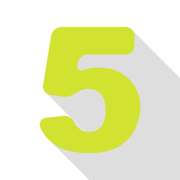 Číslo 5 znamení prvek šablony návrhu. Hruška ikona s ploché styl stínu cestou. — Stockový vektor