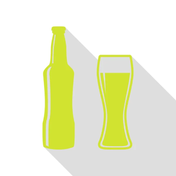 Bierflaschenschild. Birnensymbol mit flachem Schattenpfad. — Stockvektor