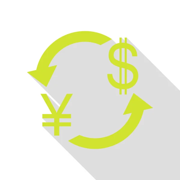 Teken een wisselkantoor. Japan Yen en de Amerikaanse Dollar. PEAR pictogram met vlakke stijl schaduw pad. — Stockvector