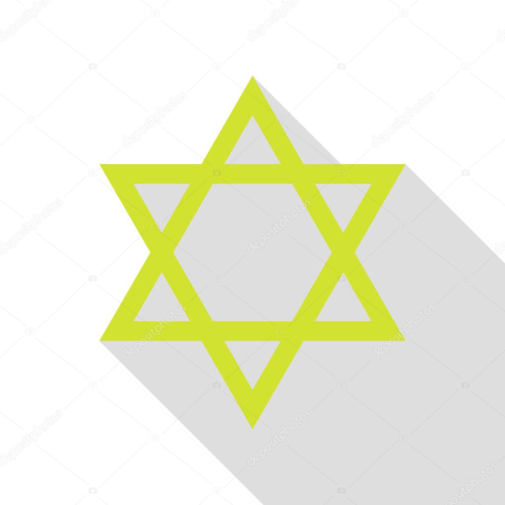 Shield Magen David Star. Symbol of Israel. Pear icon with flat style shadow path.