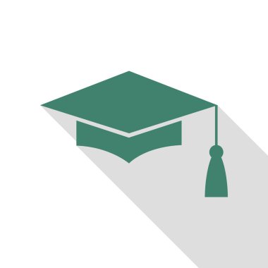 Harç kurulu veya Mezuniyet Cap, eğitim sembolü. Veridian simgesi düz stil gölge yolu ile.