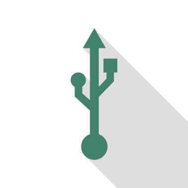 USB işareti illüstrasyon. Veridian simgesi düz stil gölge yolu ile.