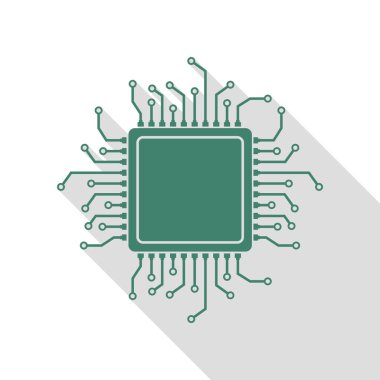 CPU mikroişlemci illüstrasyon. Veridian simgesi düz stil gölge yolu ile.