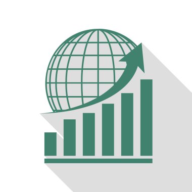 Dünya ile büyüyen grafiği. Veridian simgesi düz stil gölge yolu ile.