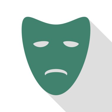 Trajedi Tiyatro maskeleri. Veridian simgesi düz stil gölge yolu ile.