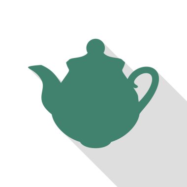 Çay makinesi mutfak işareti. Veridian simgesi düz stil gölge yolu ile.