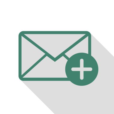 Posta işareti illüstrasyon işareti ekle. Veridian simgesi düz stil gölge yolu ile.