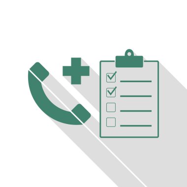 Tıbbi consultration işareti. Veridian simgesi düz stil gölge yolu ile.