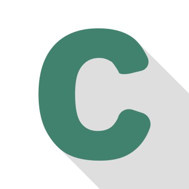 Harf C işareti şablon öğesi tasarım. Veridian simgesi düz stil gölge yolu ile.