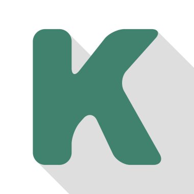 Harf K işareti şablon öğesi tasarım. Veridian simgesi düz stil gölge yolu ile.