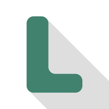 L harfi işareti şablon öğesi tasarım. Veridian simgesi düz stil gölge yolu ile.