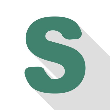 S harfi işareti şablon öğesi tasarım. Veridian simgesi düz stil gölge yolu ile.