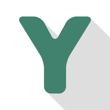 Y harfi işareti şablon öğesi tasarım. Veridian simgesi düz stil gölge yolu ile.