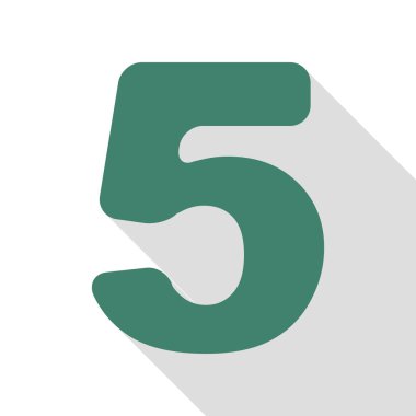 5 numaralı işaret tasarım şablonu öğesi. Veridian simgesi düz stil gölge yolu ile.