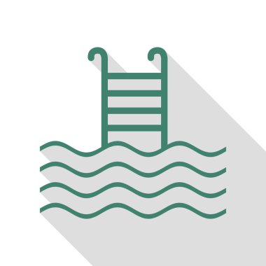 Yüzme Havuzu işareti. Veridian simgesi düz stil gölge yolu ile.