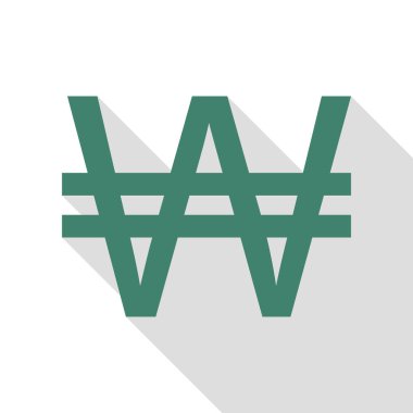 Kazanılan imzala. Veridian simgesi düz stil gölge yolu ile.