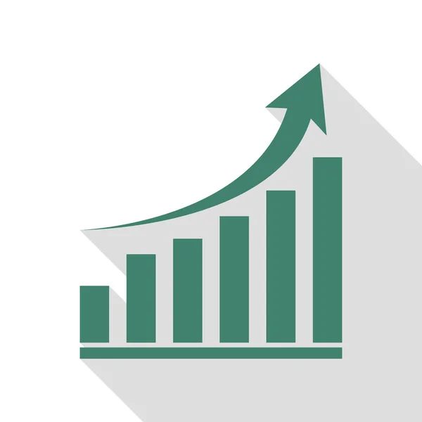 Signo gráfico creciente. Icono de verificación con camino de sombra de estilo plano . — Archivo Imágenes Vectoriales