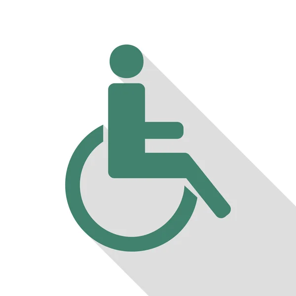 Disabled sign illustration. Veridian icon with flat style shadow path. — Stock Vector