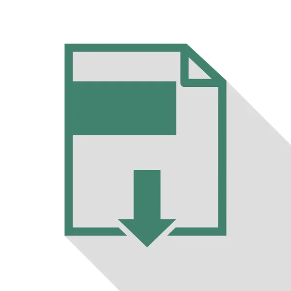 Signo de descarga de archivos. Icono de verificación con camino de sombra de estilo plano . — Vector de stock