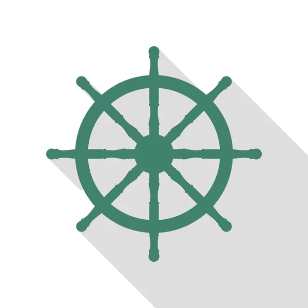 Panneau de roue du navire. Icône Veridian avec chemin d'ombre de style plat . — Image vectorielle